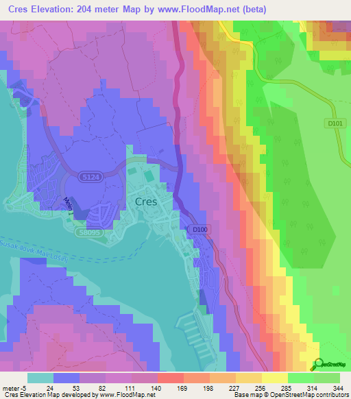 Cres,Croatia Elevation Map