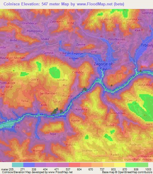 Colnisce,Slovenia Elevation Map