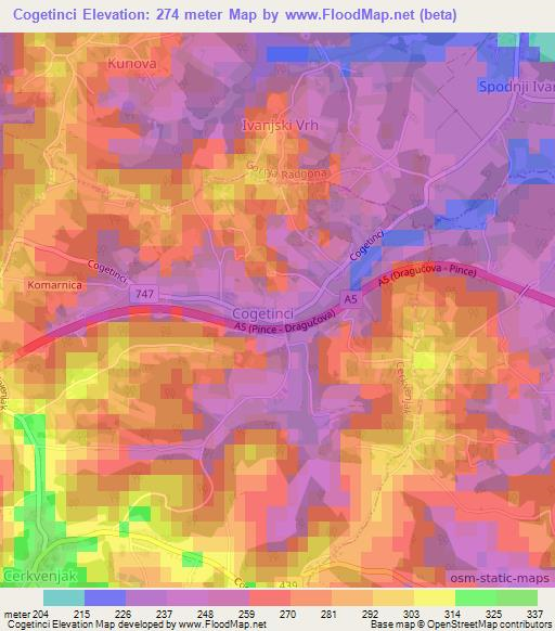 Cogetinci,Slovenia Elevation Map