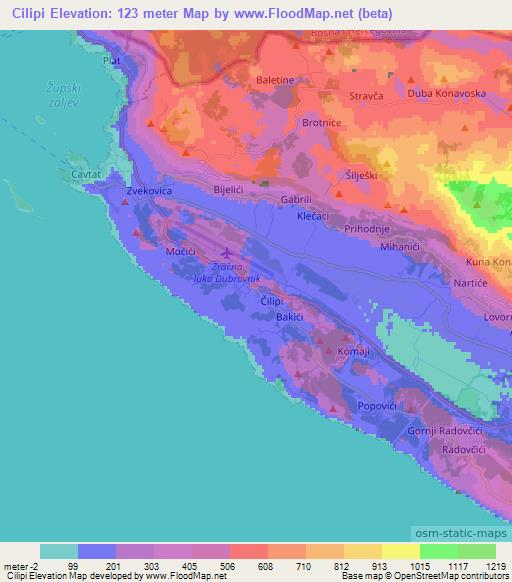 Cilipi,Croatia Elevation Map