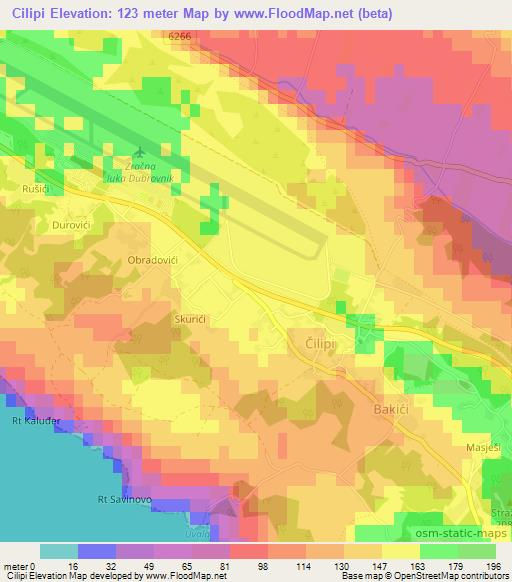 Cilipi,Croatia Elevation Map