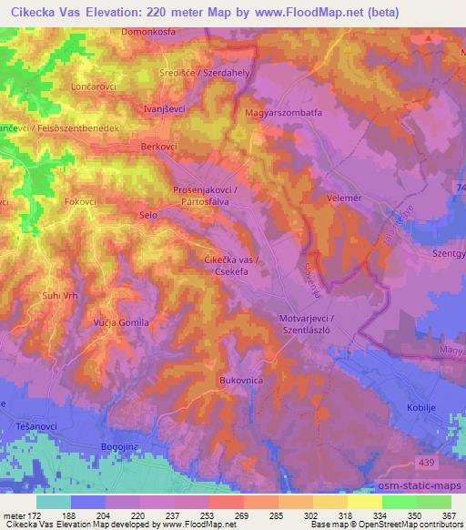 Cikecka Vas,Slovenia Elevation Map