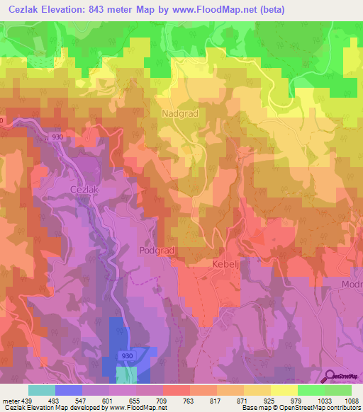 Cezlak,Slovenia Elevation Map