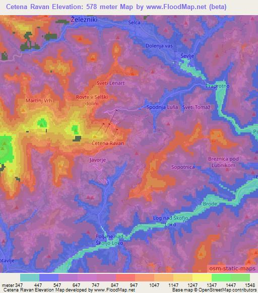 Cetena Ravan,Slovenia Elevation Map