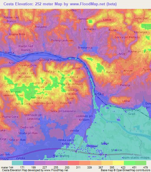 Cesta,Slovenia Elevation Map