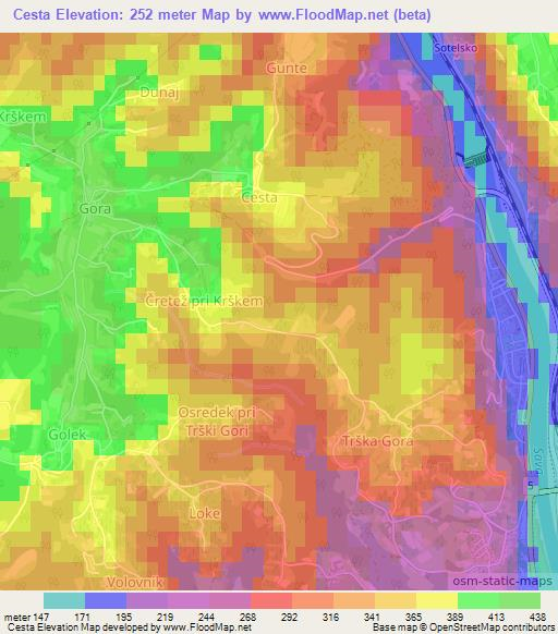 Cesta,Slovenia Elevation Map