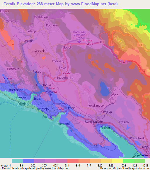 Cernik,Croatia Elevation Map