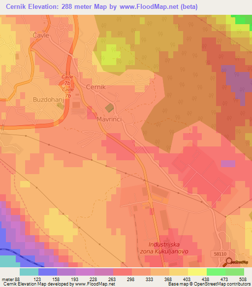 Cernik,Croatia Elevation Map