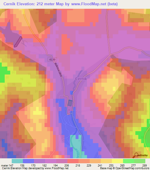 Cernik,Croatia Elevation Map