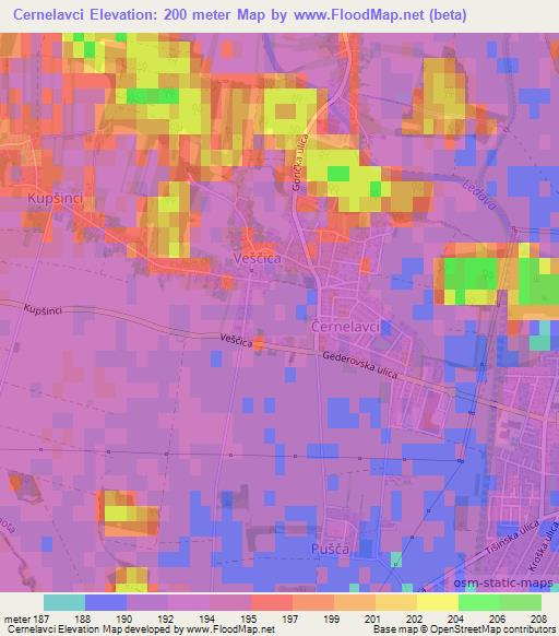 Cernelavci,Slovenia Elevation Map