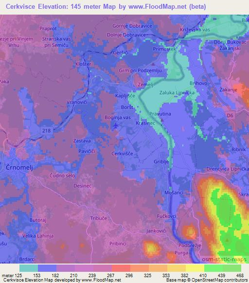 Cerkvisce,Slovenia Elevation Map