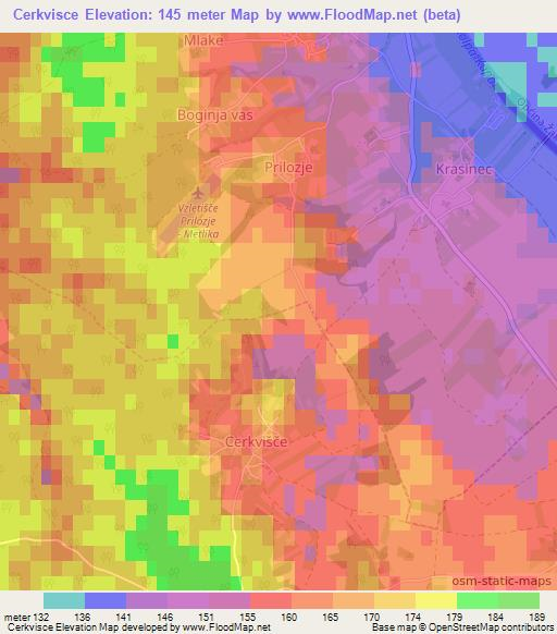 Cerkvisce,Slovenia Elevation Map