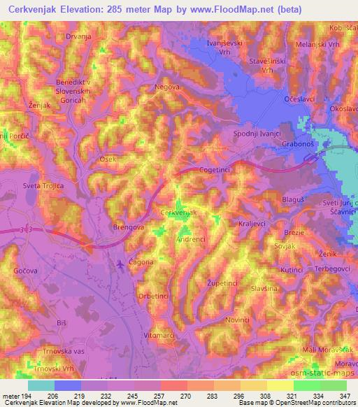 Cerkvenjak,Slovenia Elevation Map