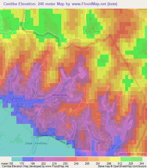 Centiba,Slovenia Elevation Map