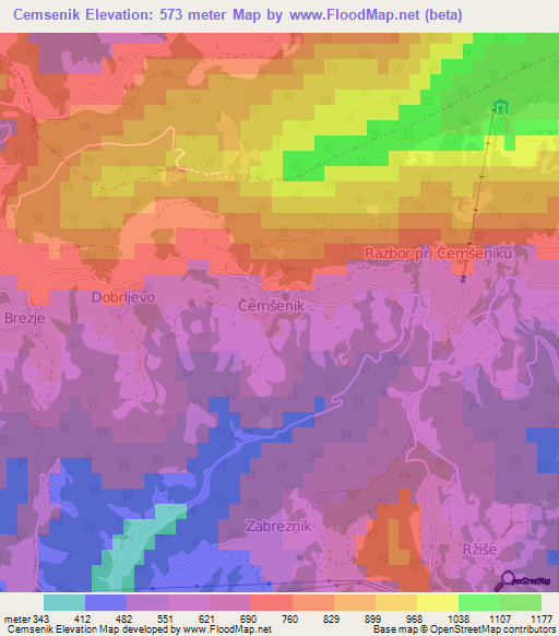 Cemsenik,Slovenia Elevation Map