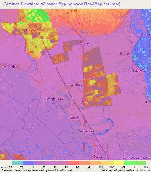Ceminac,Croatia Elevation Map