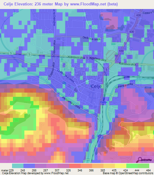 Celje,Slovenia Elevation Map