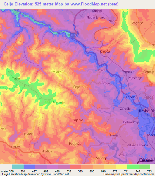 Celje,Slovenia Elevation Map