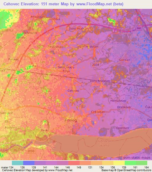 Cehovec,Croatia Elevation Map