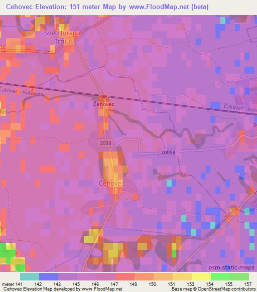 Cehovec,Croatia Elevation Map