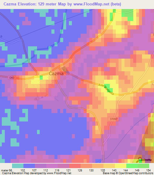 Cazma,Croatia Elevation Map