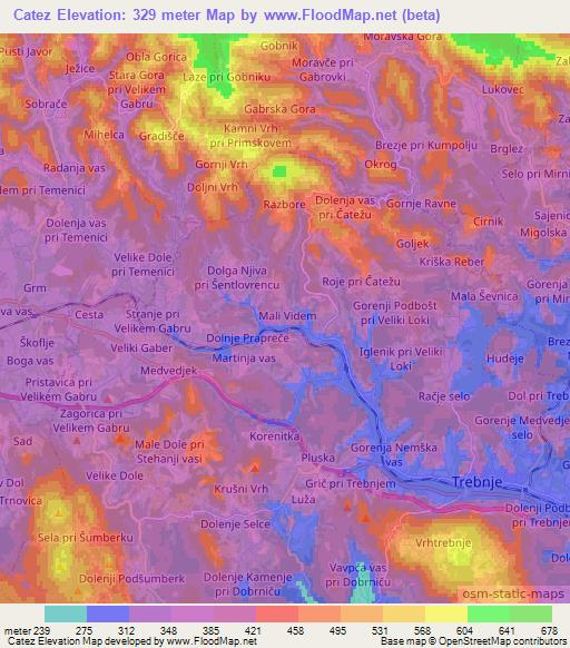 Catez,Slovenia Elevation Map