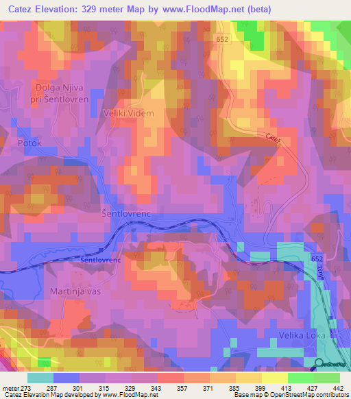 Catez,Slovenia Elevation Map