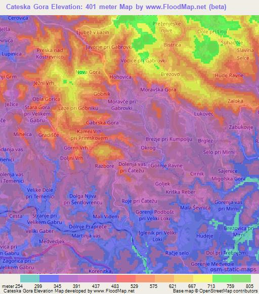 Cateska Gora,Slovenia Elevation Map