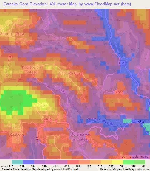 Cateska Gora,Slovenia Elevation Map