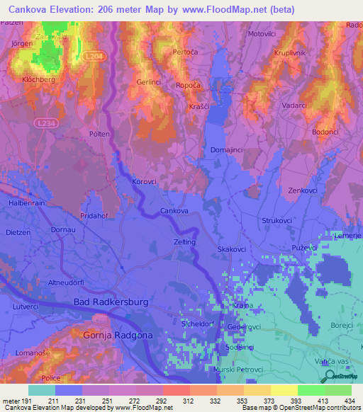 Cankova,Slovenia Elevation Map