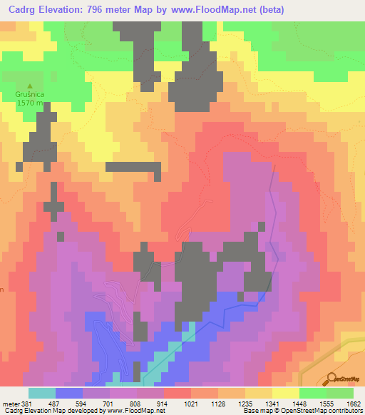 Cadrg,Slovenia Elevation Map