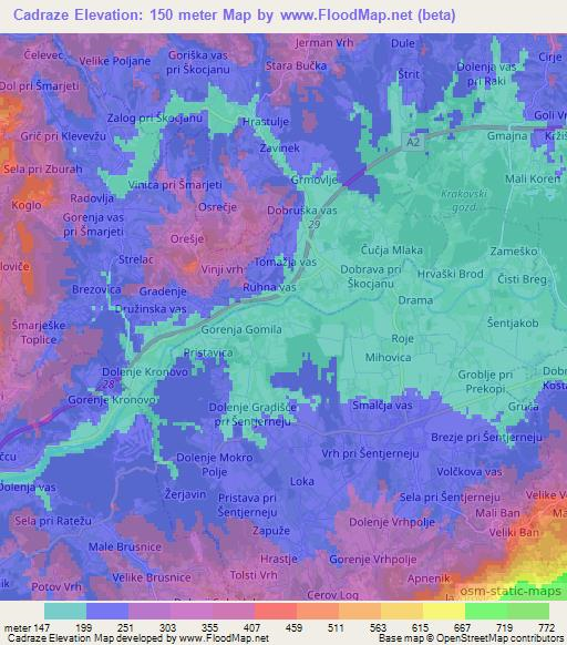 Cadraze,Slovenia Elevation Map