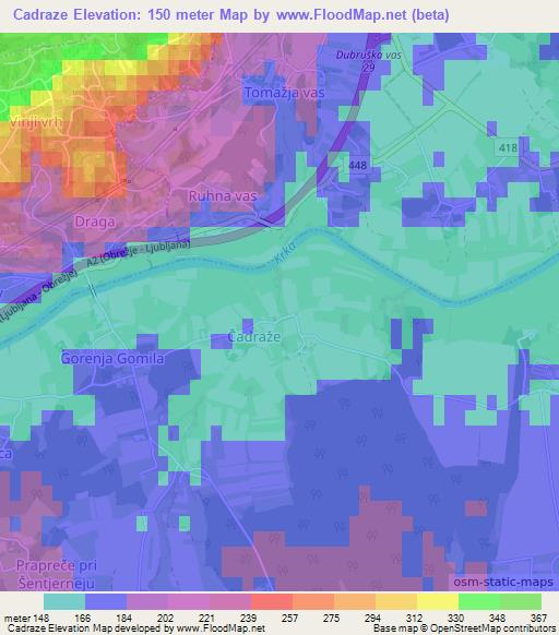 Cadraze,Slovenia Elevation Map