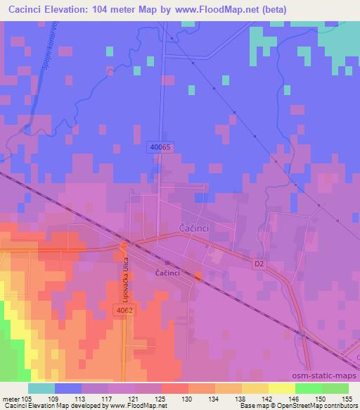 Cacinci,Croatia Elevation Map