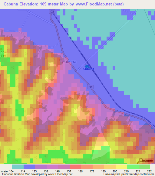 Cabuna,Croatia Elevation Map