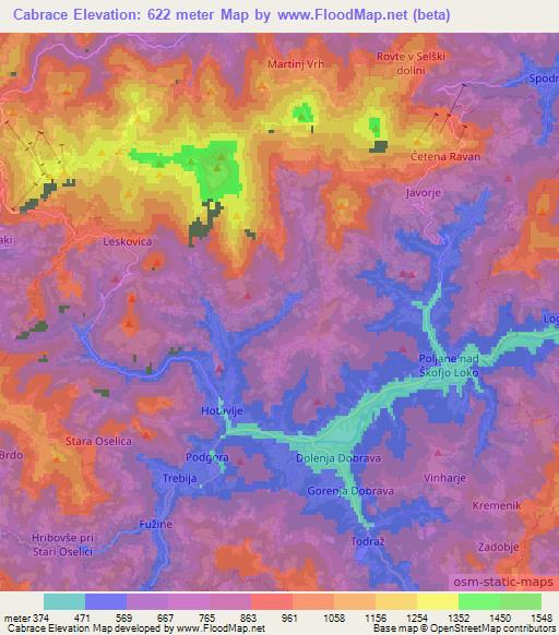 Cabrace,Slovenia Elevation Map