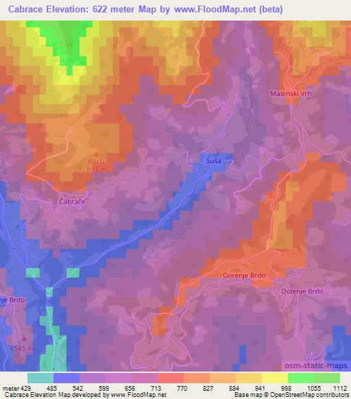 Cabrace,Slovenia Elevation Map