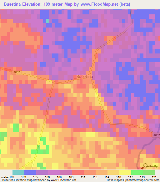 Busetina,Croatia Elevation Map