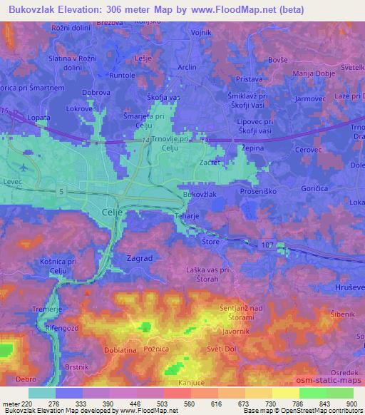 Bukovzlak,Slovenia Elevation Map