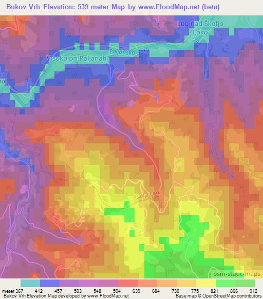 Bukov Vrh,Slovenia Elevation Map