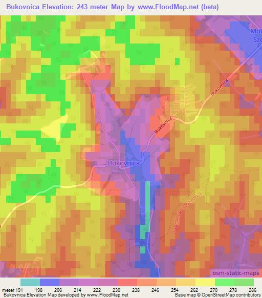 Bukovnica,Slovenia Elevation Map