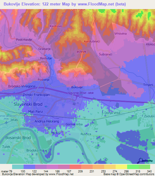 Bukovlje,Croatia Elevation Map