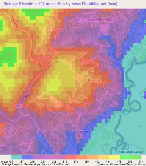 Bukovje,Slovenia Elevation Map