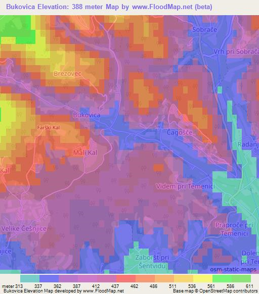 Bukovica,Slovenia Elevation Map