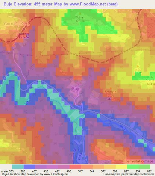 Buje,Slovenia Elevation Map