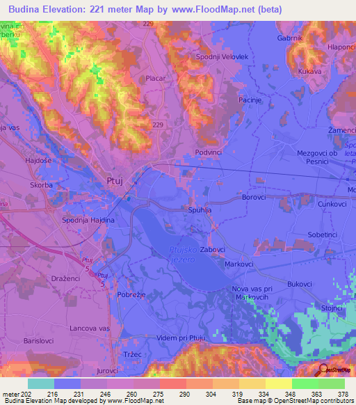 Budina,Slovenia Elevation Map