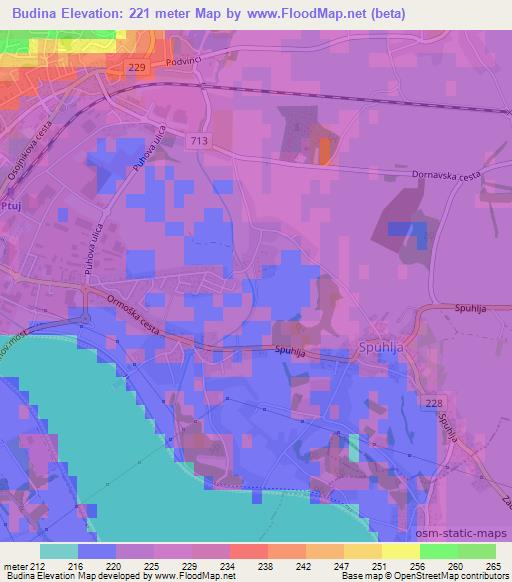 Budina,Slovenia Elevation Map