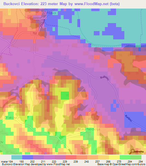 Buckovci,Slovenia Elevation Map