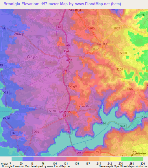 Brtonigla,Croatia Elevation Map