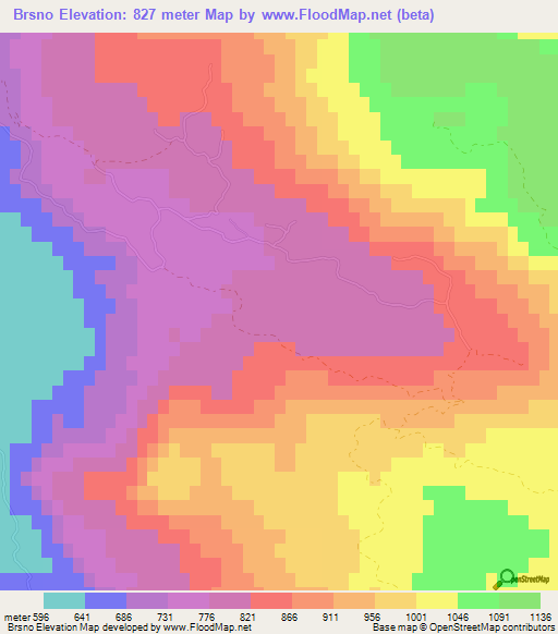 Brsno,Montenegro Elevation Map